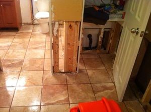 Bathroom Flood Restoration in Progress